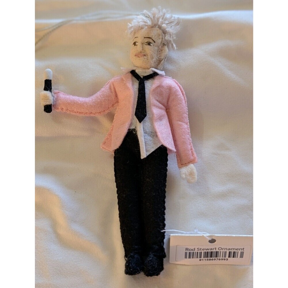 Silk Road Bazaar Rod Stewart Felt Christmas Ornament Rock Music Legend Doll NWT